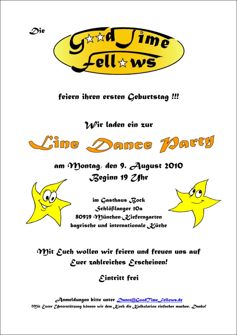 Erster Geburtstag der Good Time Fellows