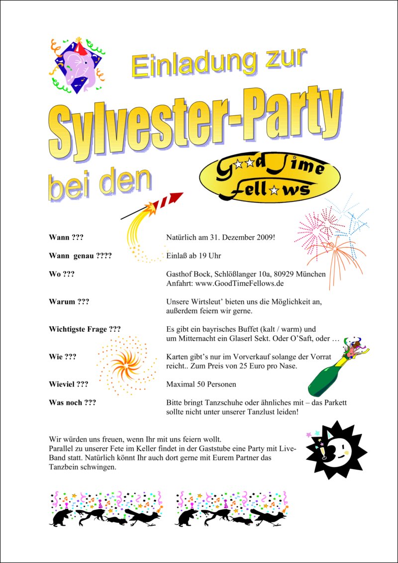 Silvester Party mit den Good Time Fellows